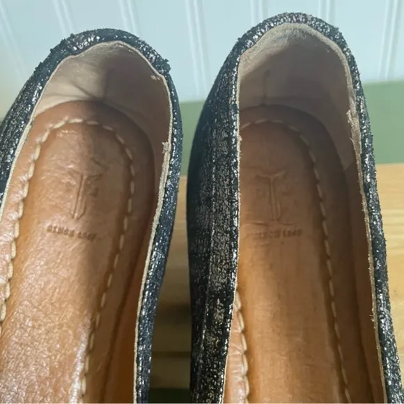 NWT Frye CARSON Ballet Flats in Silver/Gunmetal Leather