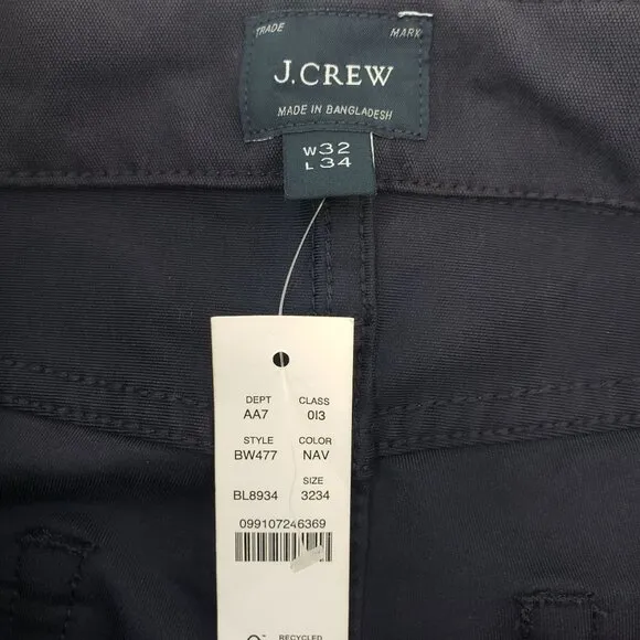 NWT J. Crew 770 5 Pocket Canvas Straight Leg Pants Size 32x34