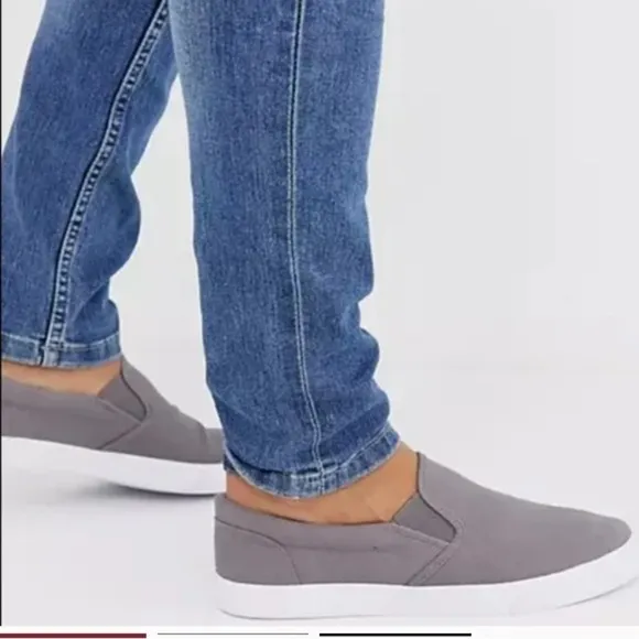 NWT J. Crew Factory Explorer Gray Canvas Slip On Boat Shoes sz 10