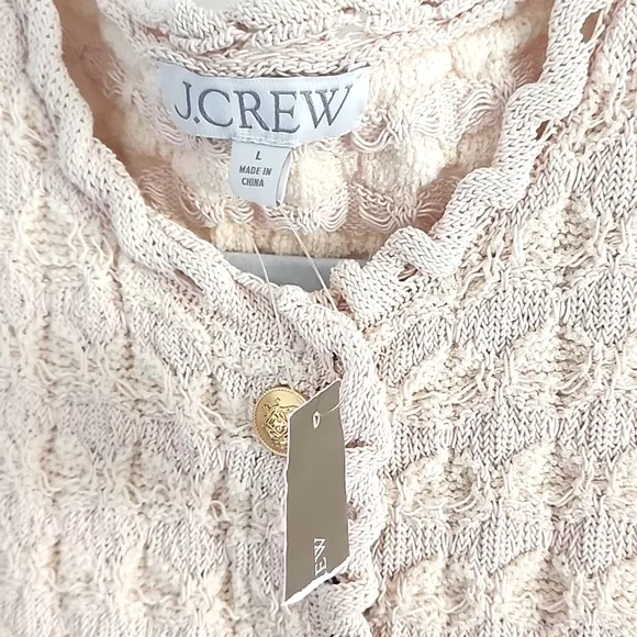 NWT J. Crew Textured Crochet Lady Jacket with gold buttons size L
