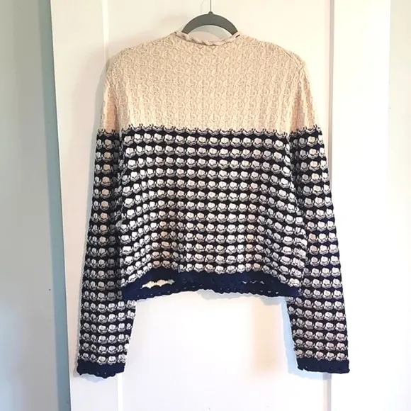 NWT J. Crew Textured Crochet Lady Jacket with gold buttons size L