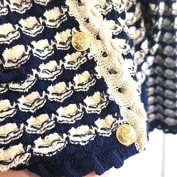 NWT J. Crew Textured Crochet Lady Jacket with gold buttons size L