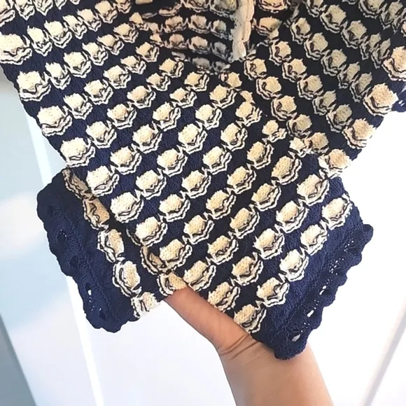 NWT J. Crew Textured Crochet Lady Jacket with gold buttons size L