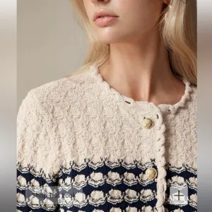 NWT J. Crew Textured Crochet Lady Jacket with gold buttons size L