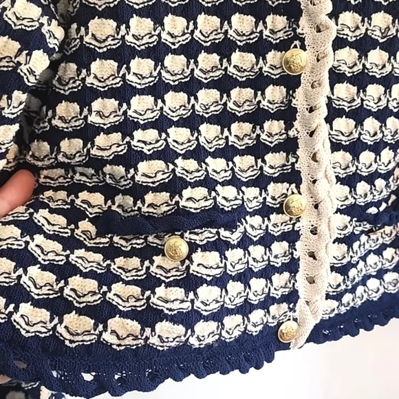 NWT J. Crew Textured Crochet Lady Jacket with gold buttons size L