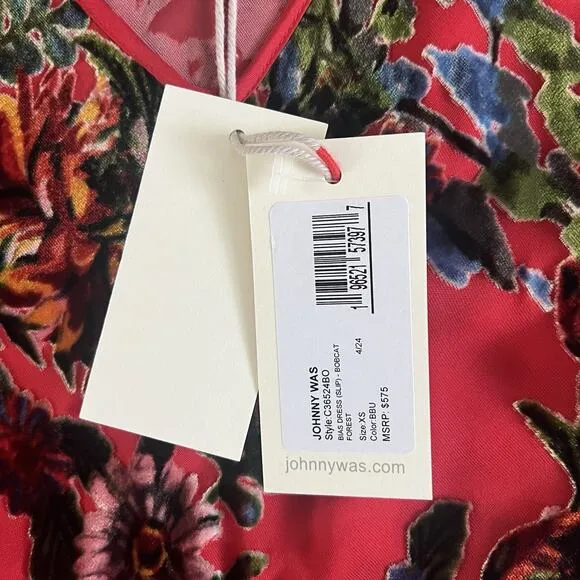 NWT Johnny Was Bias Bobcat Forest Silk Blend Red Floral Sleeveless Maxi Dress