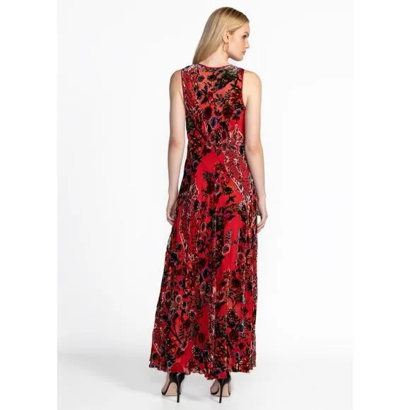 NWT Johnny Was Bias Bobcat Forest Silk Blend Red Floral Sleeveless Maxi Dress