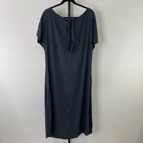 NWT Khush Women's Charcoal Maika Rayon Short Sleeve Comfy Midi Dress Size XS