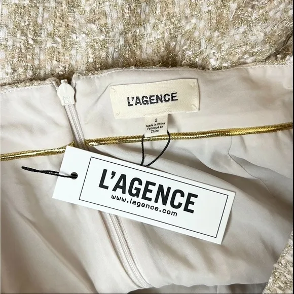NWT L’AGENCE High Waist Rose Gold Classic Textured Coastal Tweed Plaid Shorts 2