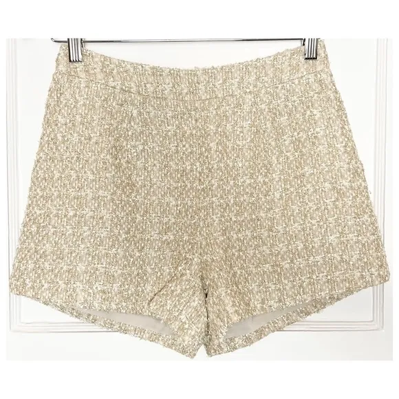 NWT L’AGENCE High Waist Rose Gold Classic Textured Coastal Tweed Plaid Shorts 2
