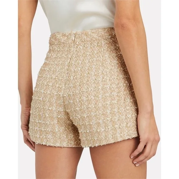 NWT L’AGENCE High Waist Rose Gold Classic Textured Coastal Tweed Plaid Shorts 2