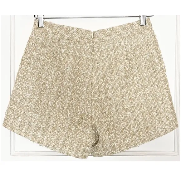 NWT L’AGENCE High Waist Rose Gold Classic Textured Coastal Tweed Plaid Shorts 2