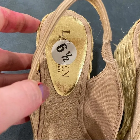 NWT Lauren Ralph Lauren sz 6.5 Catlin espadrille wedges