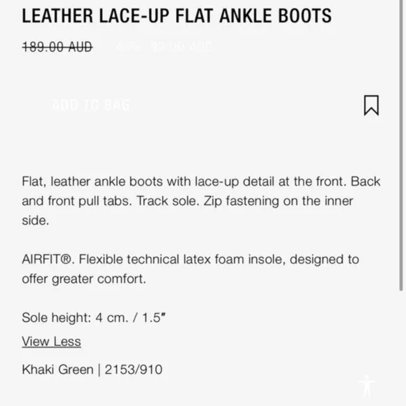 NWT leather lace up flat ankle boots