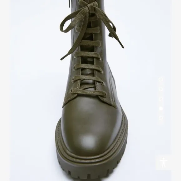 NWT leather lace up flat ankle boots