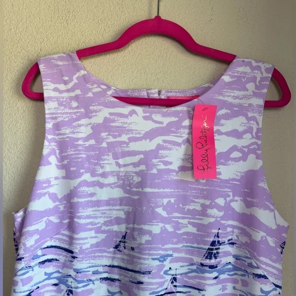 NWT Lilly Pulitzer Gellar Stretch Shift Dress in Purple Iris On The Horizon XL