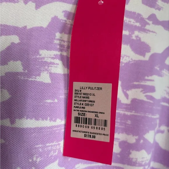 NWT Lilly Pulitzer Gellar Stretch Shift Dress in Purple Iris On The Horizon XL
