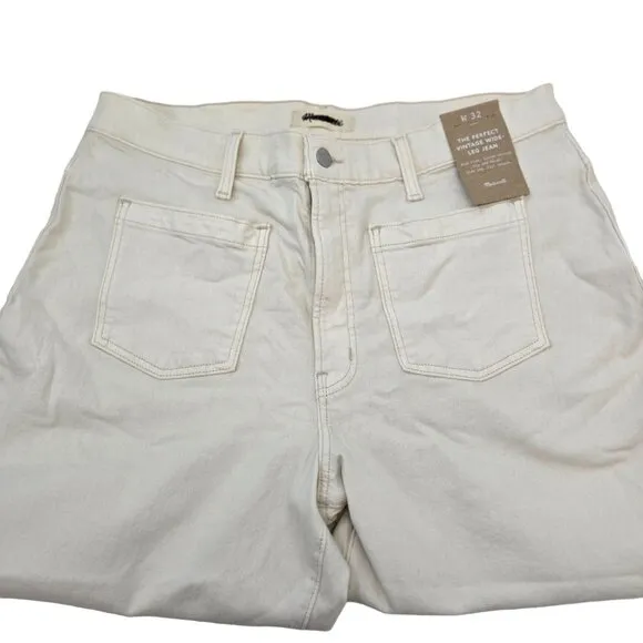 NWT Madewell The Perfect Vintage Wide Leg Patch Pocket Jeans Size 32