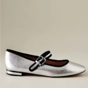 NWT Maeve Silver Mary Jane Flats Size 40
