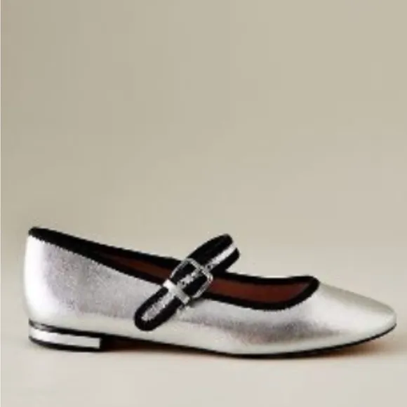 NWT Maeve Silver Mary Jane Flats Size 40