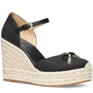 NWT Michael Kors Nori Platform Espadrille Wedge Sandals 7 MSRP $135 Black