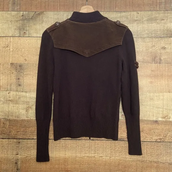 ⭐️NWT Military Inspired Chocolate Suede Zip Up Sweater Jacket