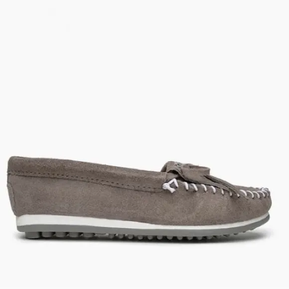 NWT Minnetonka Kilty Plus Gray Suede Moccasins Flats Size 7.5