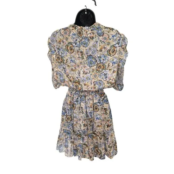 NWT Misa Los Angeles Kayla Dress Floral Chiffon Split-Neck Mini XS