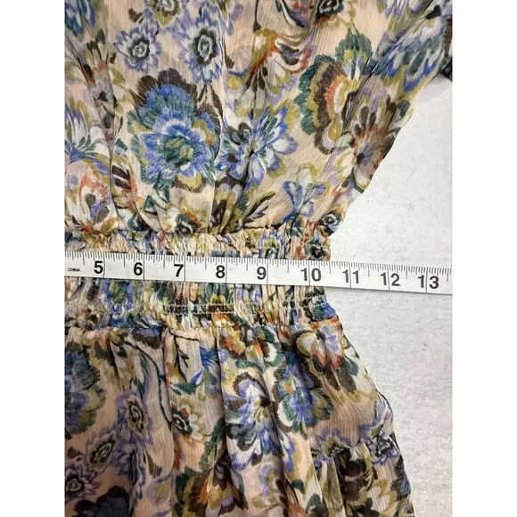 NWT Misa Los Angeles Kayla Dress Floral Chiffon Split-Neck Mini XS