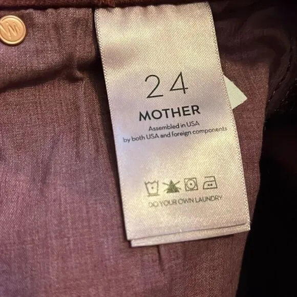 NWT Mother High Waisted Weekender Skimp Play Date Burgundy Flare Jeans Size 24