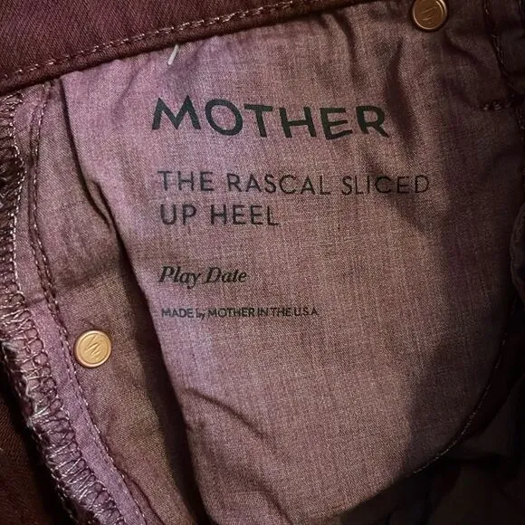 NWT Mother High Waisted Weekender Skimp Play Date Burgundy Flare Jeans Size 24