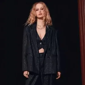 NWT Nasty Gal Metallic Pinstripe Double Breasted Blazer 10