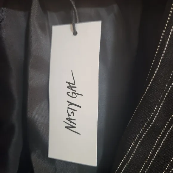NWT Nasty Gal Metallic Pinstripe Double Breasted Blazer 10