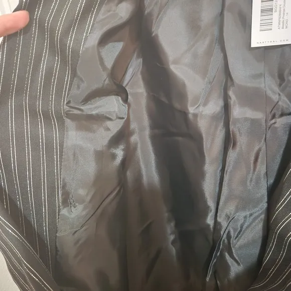 NWT Nasty Gal Metallic Pinstripe Double Breasted Blazer 10