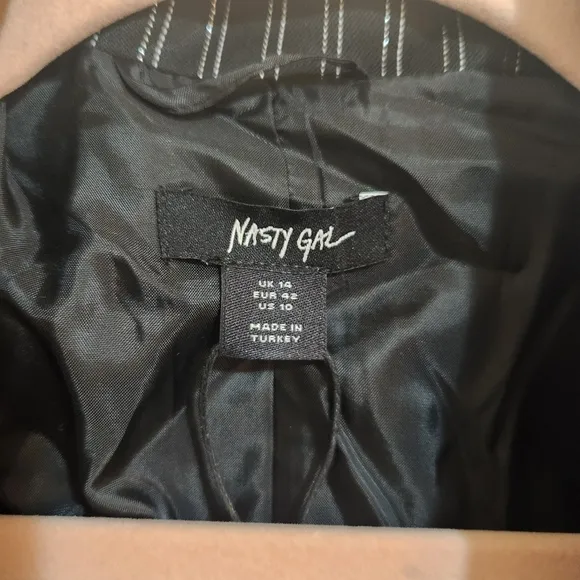 NWT Nasty Gal Metallic Pinstripe Double Breasted Blazer 10