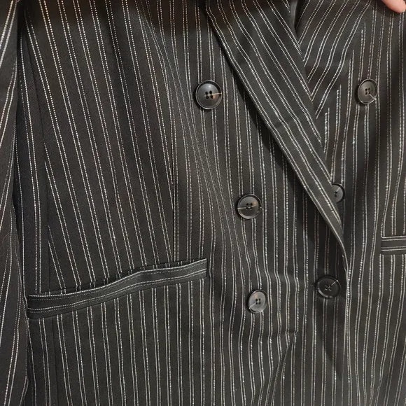 NWT Nasty Gal Metallic Pinstripe Double Breasted Blazer 10