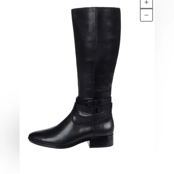 NWT NATURILIZER Leather Black Calf riding boots with buckles US8 38 Reid Reed