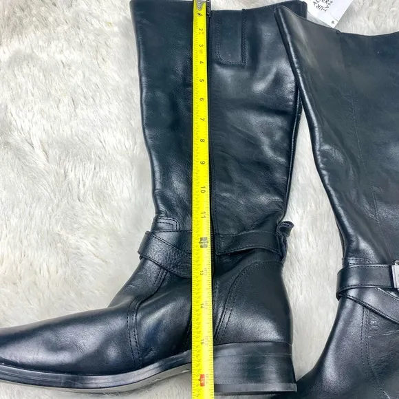 NWT NATURILIZER Leather Black Calf riding boots with buckles US8 38 Reid Reed