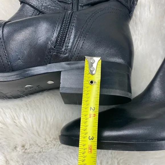 NWT NATURILIZER Leather Black Calf riding boots with buckles US8 38 Reid Reed