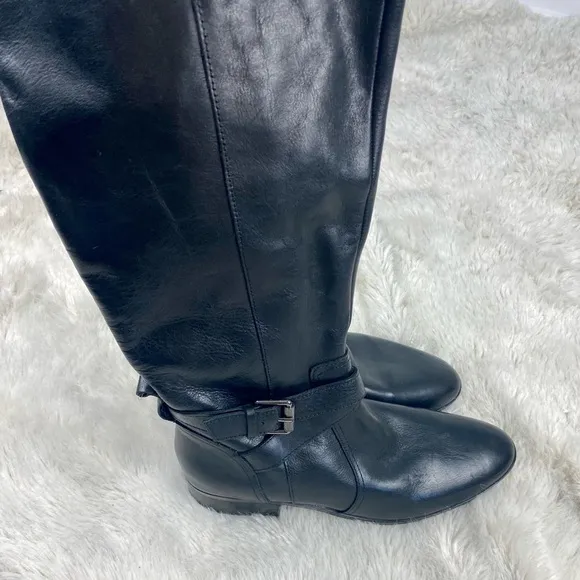 NWT NATURILIZER Leather Black Calf riding boots with buckles US8 38 Reid Reed
