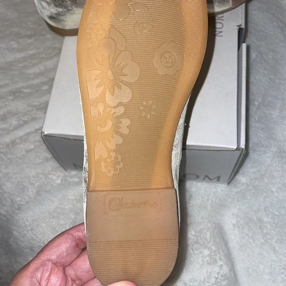 NWT NATURINO CROISE' TIP Laminated leather ballet flats in Platinum