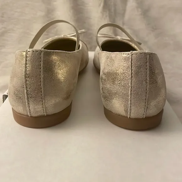 NWT NATURINO CROISE' TIP Laminated leather ballet flats in Platinum