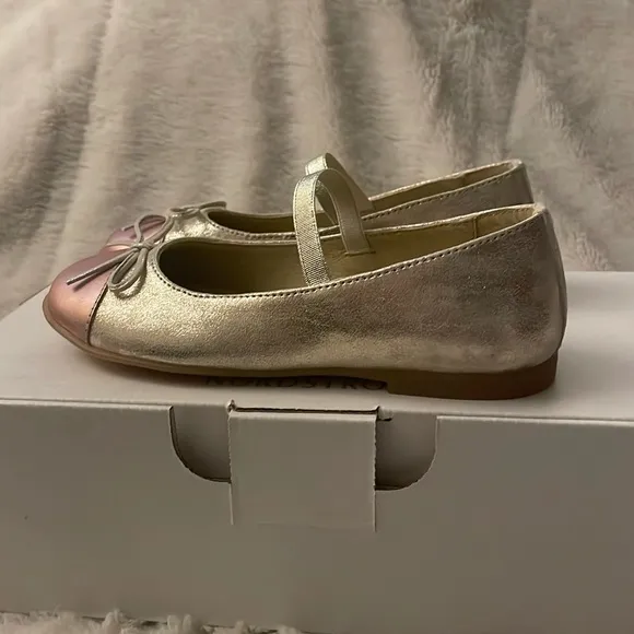 NWT NATURINO CROISE' TIP Laminated leather ballet flats in Platinum