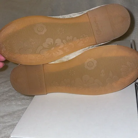 NWT NATURINO CROISE' TIP Laminated leather ballet flats in Platinum