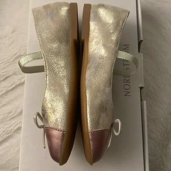 NWT NATURINO CROISE' TIP Laminated leather ballet flats in Platinum