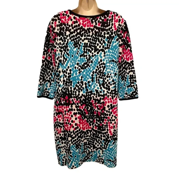 NWT NEW St. John Colorful Knit Shift Dress Sweater Sz M (Oversized) Retail $895
