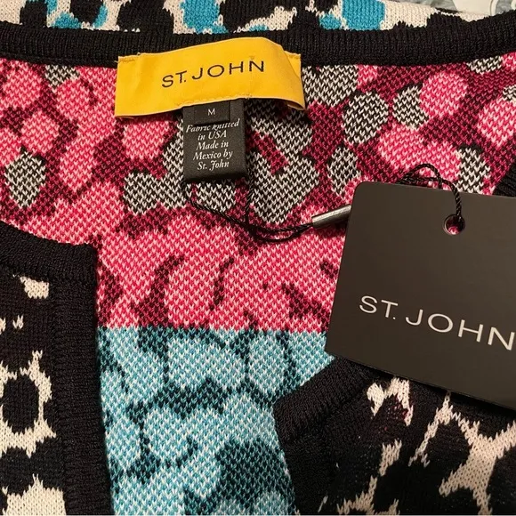 NWT NEW St. John Colorful Knit Shift Dress Sweater Sz M (Oversized) Retail $895