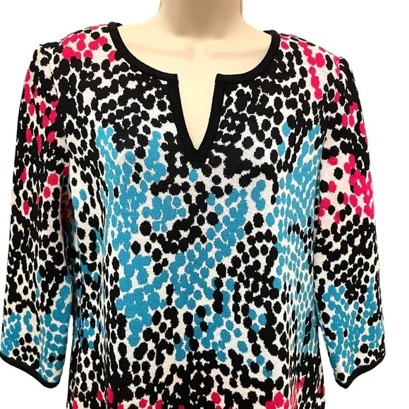 NWT NEW St. John Colorful Knit Shift Dress Sweater Sz M (Oversized) Retail $895