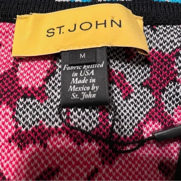 NWT NEW St. John Colorful Knit Shift Dress Sweater Sz M (Oversized) Retail $895