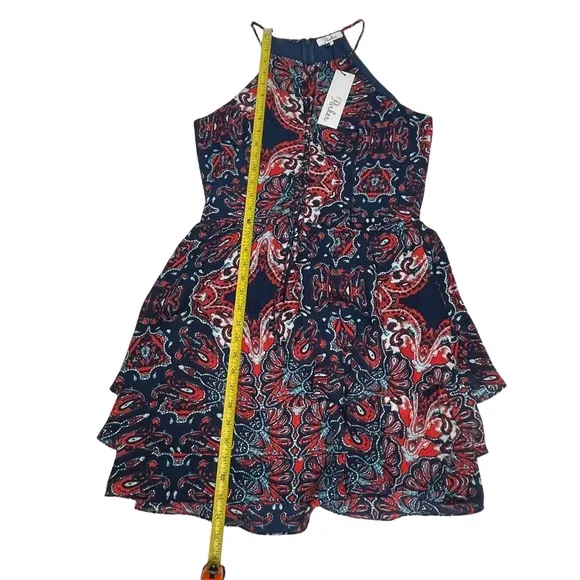 NWT Parker Dax Bandana Print Ruffle Laceup Dress L